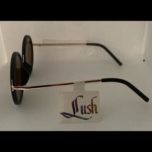 Lush Sunglasses Matte Black Round Frame  NWT - Picture 2 of 3
